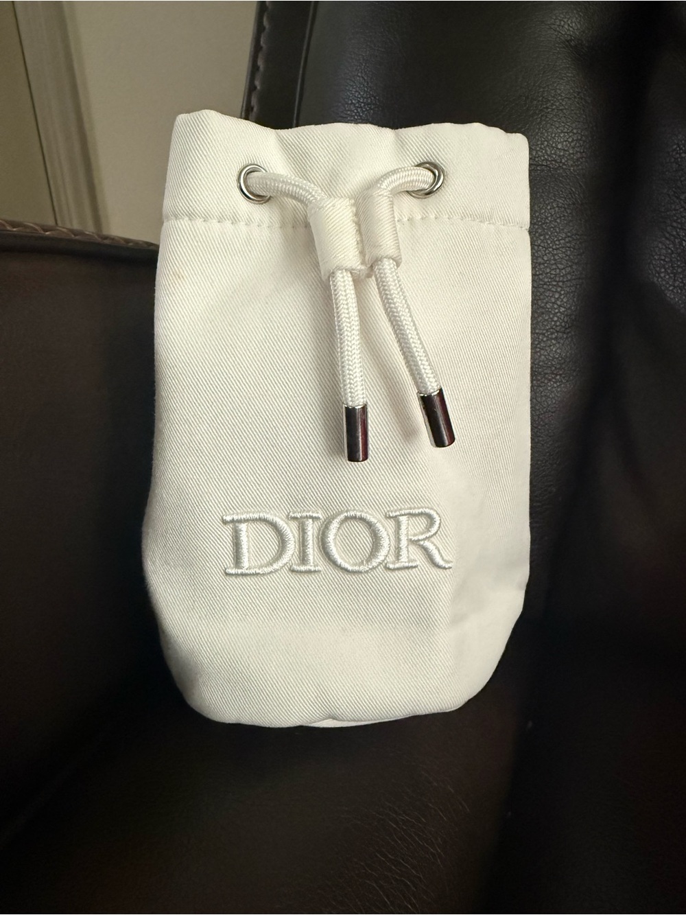 Dior Embroidered Drawstring Cosmetic Pouch